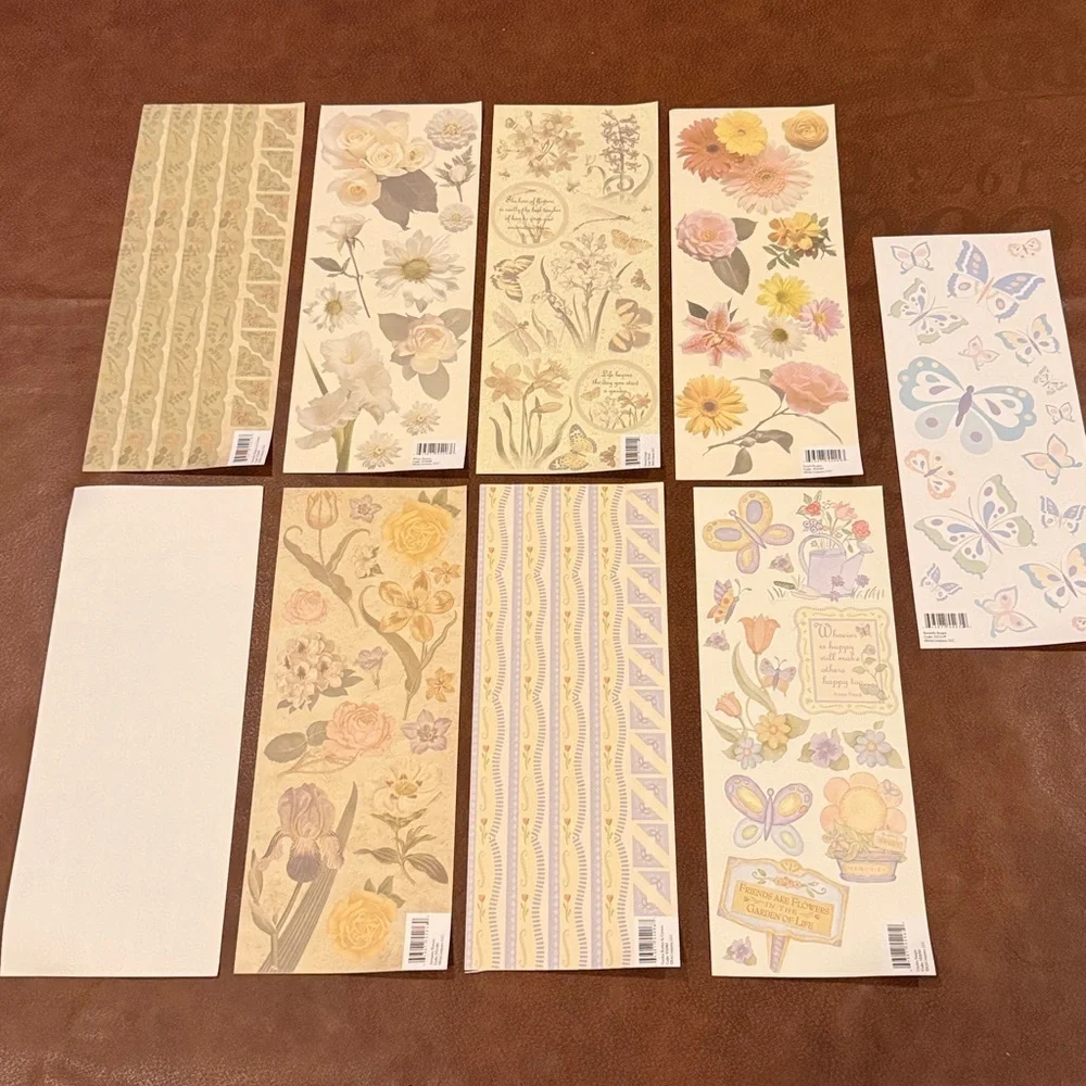 K&Company Embossed Scrapbook Floral Sticker Sheets Set of 9 NWOT